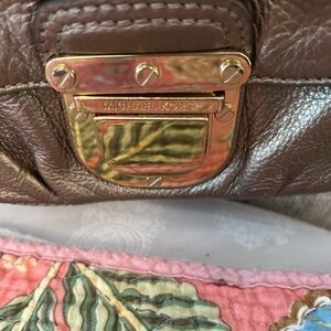 Michael Kors Brown Leather Shoulder Bag with Gold Accents